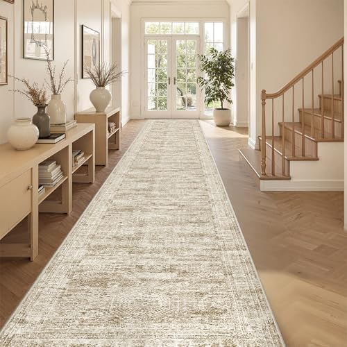 3x20 Runner Rug Non Slip,Washable Hallway Runner Rug,Brown by Restydon