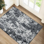 RELEANY Washable 2'x3' Abstract Area Rug for Living Room Black White by RELEANY