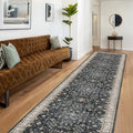 Hazo Haus Black Boho Washable 3x12 Extra Long Runner Rug for Hallway, Waterproof Large Kitchen Floor Rug, Non-Slip Stain & Fade Resistant, Vintage Floral Decor by HazoHaus