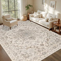 5x7 Area Rugs Living Room: Washable Rug for Bedroom Brown Beige by EXPEDIX