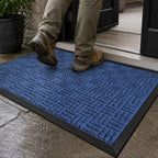 Mibao Front Door Mat Outdoor Entrance, 47" x 32" Heavy Duty Welcome Mat for Outdoor and Indoor, Waterproof Dirt Trapper Doormat, Super Absorbent Indoor Entryway Mat for Patio & Porch - Blue by Mibao