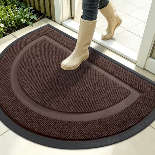 OLANLY Half Circle Front Door Mat Outside 35x23 All-Season Rubber Doormat by OLANLY