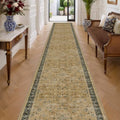 Hazo Haus Washable Earthy Tone 3x20 Extra Long Hallway Runner Rug, Boho Kitchen Floor Rug Indoor, Non-Slip Stain & Fade Resistant, Vintage Rustic Brown and Charcoal Olive Floral Décor by HazoHaus