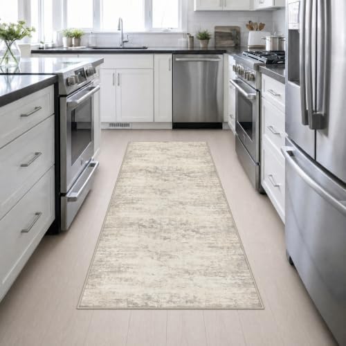 3x8 Washable Runner Rug：Modern Abstract Soft Carpet Brown Beige - Image 4