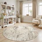 8ft Area Rug for Living Room, Abstract Washable Non-Slip Large Rugs, Gold - Image 6