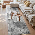 3x8 Grey Rug Runners for Hallways Kitchen Runner Rug Non Slip Washable Black Long Runner Rugs with Rubber Backing Soft Abstract Carpet Runner for Bedroom, Kitchen, Bathroom, Entryway by OmpaaHomeDecor