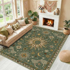 Vacuum-Friendly, 8x10 Washable Area Rug, Green Brown by meejou