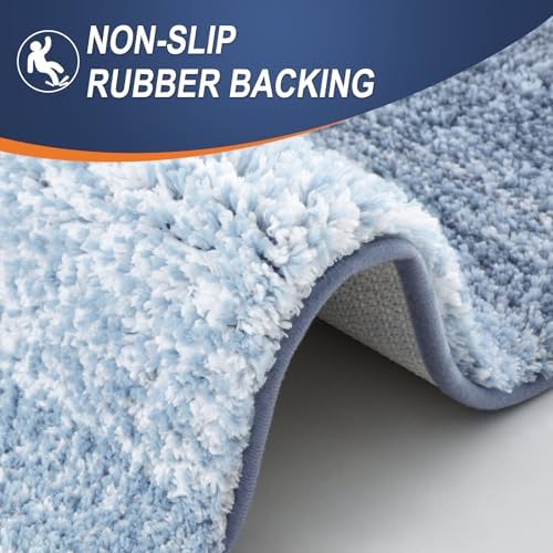 OLANLY Bathroom Runner Rugs Mat 70x20, Extra Soft Absorbent Microfiber Bath Rugs, Rubber Backing, Quick Dry, Washable Long Bath Mats for Bathroom Floor, Tub and Shower, Home Decor Accessories, Blue - Image 5