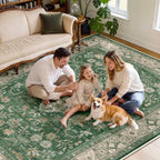SameBed 9x12 Area Rug Living Room, Vintage Washable Carpet Green - Image 4