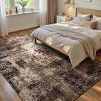 Ompaa Living Room Rug 5x7 Brown Area Rug Machine Washable Boho Coffee Rug Non Slip Abstract Vintage Indoor Large Rugs for Bedroom, Classroom, College Dorm, Farmhouse, Dining Room, Kids Playroom by OmpaaHomeDecor