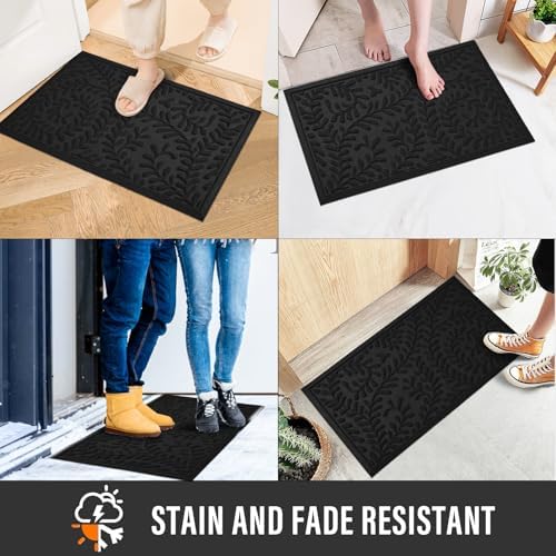 HIYARD Front Door Mat, Absorbent Dirt Trapping Welcome Door Mat Indoor Outdoor, Non Slip Entry Mat, Indoor Outdoor Door Mats, Fade Resistant, Low Profile Doormat for Entryway, 47×32, Black - Image 6