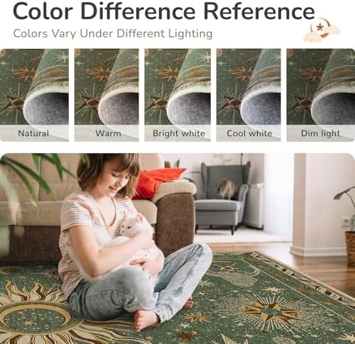 Vacuum-Friendly, 2x10 Washable Area Rug, Green Brown - Image 6