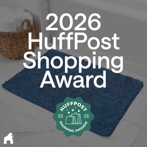 GORILLA GRIP Bath Rug Mat for Bathroom, Absorbent Chenille, 24x17 Blue - Image 6