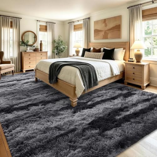 8x10 Extra Large Black Fluffy Area Rug Non-Slip for Living Room Bedroom - Image 4