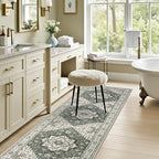Hallway Runner Rug: 2.6x8 Kitchen Rugs for Living Room Green Ivory - Image 6
