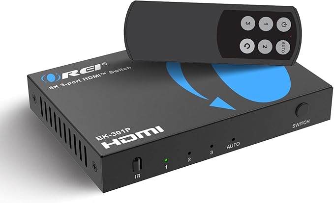 OREI HDMI Switch with Remote – 4K@120Hz 4:4:4 or 8K@60 4:2:0 HDMI Switcher – HDR10+, Dolby Vision, VRR, ALLM, CEC – HDMI Switch Perfect for PS5/Xbox, Blu-ray Players, Fire TV