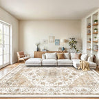 Amada Large 8x10 Washable Area Rug for Living Room, Beige,Vintage Pattern by AMADAHOMEFURNISHING