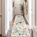 2x10 Washable Hallway Runner Rug: Long Floral Scalloped Soft Runners for Kitchen Entry Thin Non Slip Bathroom Nursery Floor Mat Water Resistant Low Pile 10ft Carpet for Living Room Bedroom(2x10,Cream) by HYHAOYUNLAI