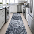 3x14 Washable Runner Rug：Modern Abstract Kitchen Carpet Black - Image 5