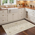 Madane Washable Area Rug 2x4, Small Entryway Rugs Non-Slip, Beige/Blue by Madane