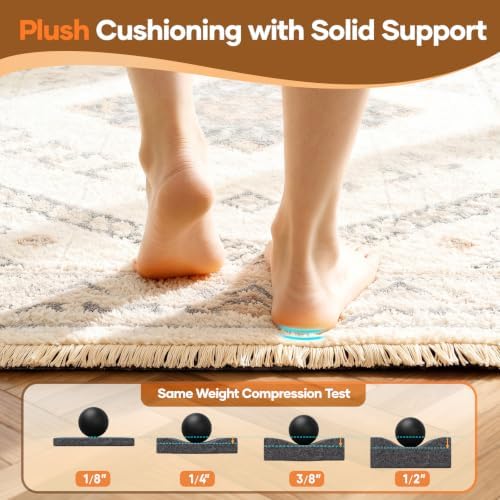Veken Non Slip Cushioned Rug Pad Gripper, Felt and Silicone Backing, 8 x 10 Ft, 1/4 inch Thick Carpet Liner Protector Mat for Area Rugs and Hardwood Floors, with Over 99 Pcs Anti-Slip Strips Pattern - Image 6