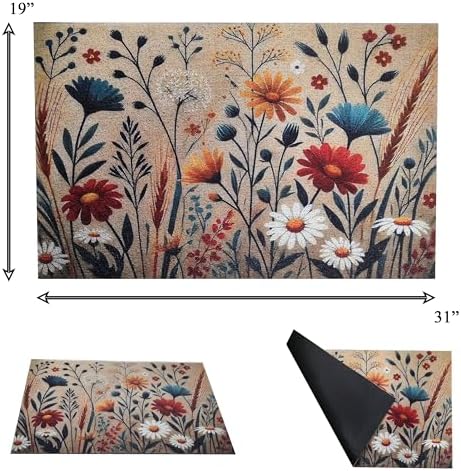 Outdoor Rug Door Mat, Welcome Mat, Non-Slip, 19'x31' (15.FlowerPattern) - Image 3