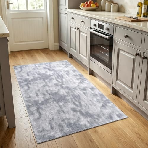 3x5 Tie-dye Light Grey Area Rug Washable Non-Slip Soft for Bedroom Kitchen - Image 2