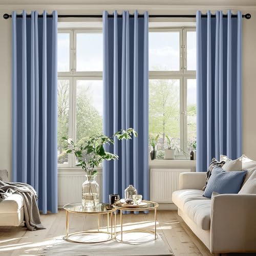 MIULEE Blackout Curtains for Bedroom 2 Panels 40 x 84 Inch Long Denim Blue - Image 6