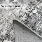 2x6 Abstract Kitchen Runner Rug - Washable Non-Slip Hallway Bedroom Carpet Low Pile Laundry Entryway Rugs with Non Slip Rubber Backing Modern Home Decor Mat for Dining Room Bathroom (2x6 Black/Grey) - Image 6