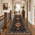 RELEANY Washable Area Rug, Runner 3'x10', Black/Colorful by RELEANY