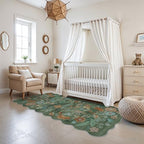 Hallway 3x6 Washable Runner Rug - Indoor Floral Scalloped Kitchen Entryway Low Pile Carpet Soft Non Slip Floor Mat for Bathroom Living Room Bedroom Elegant Home Decor(3x6 Floral/Green) - Image 6