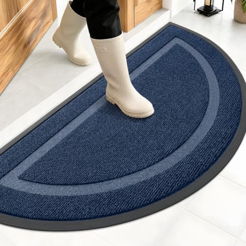OLANLY Half Circle Front Door Mat Outside 47x23 All-Season Rubber Doormat by OLANLY