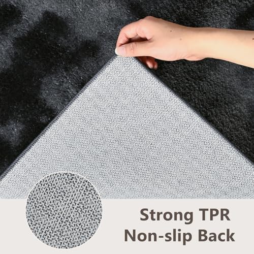 3x5 Tie-dye Dark Grey Area Rug Washable Non-Slip Soft for Bedroom Kitchen - Image 6