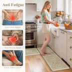 Collive Kitchen Mats Cushioned Anti Fatigue, Beige Floral Kitchen Floor Mat - Image 4