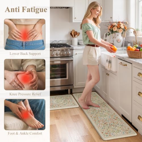 Collive Anti Fatigue Mats for Kitchen Floor, Beige 20"x47"+20"x32" - Image 4