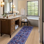 PLHXFR 2x5 Washable Runner Rug：Floral Indoor Kitchen Soft Carpet Blue - Image 6