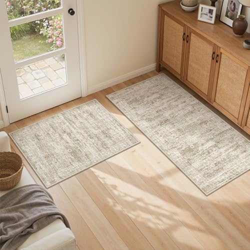 Kitchen Rugs Sets of 2, 2x3 2x4 Rug Runner,Brown - Image 4
