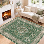 SameBed 5x7 Area Rug Living Room, Vintage Washable Carpet Green by SameBed