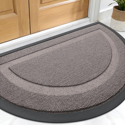 OLANLY Half Circle Front Door Mat Outside 33x21 All-Season Rubber Doormat by OLANLY