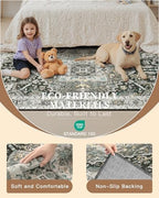 Madane Washable Runner Rug 2x6 Runners for Hallways, Grey Green/Black Olive - Image 5