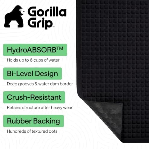 GORILLA GRIP® HydroABSORB Door Mat for Indoor Outdoor Use, 47x35 Black - Image 2