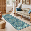 Amada Vintage Washable Area Rug,2'x6',Teal Blue by AMADAHOMEFURNISHING