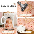 Vacuum-Friendly, 8x10 Washable Area Rug, Pink Gold Beige Red - Image 6
