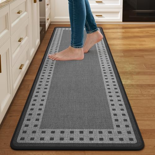 Kitchen Mats for Floor, Non Slip Kitchen Rugs, 17x59 Grey by QiCaiJia
