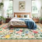 PLHXFR 8x10 Area Rug Living Room: Floral Washable Boho Soft Carpet Green - Image 3