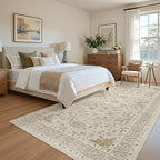 Madane 4x8 Wide Hallway Runner Rug Washable for Living Room, Beige/Blue - Image 4