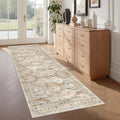 Washable Runner Rugs for Bedroom - 2x6 Runner Rug Non Slip, Ultra-Thin Entryway Runner, Soft Abstract Kitchen Runner for Hallway, Laundry, Bathroom, Indoor Door Mat(2'x6', Brown/Pink) by Restydon
