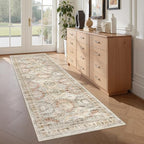 Washable Runner Rugs for Bedroom - 2x6 Runner Rug Non Slip, Ultra-Thin Entryway Runner, Soft Abstract Kitchen Runner for Hallway, Laundry, Bathroom, Indoor Door Mat(2'x6', Brown/Pink) by Restydon