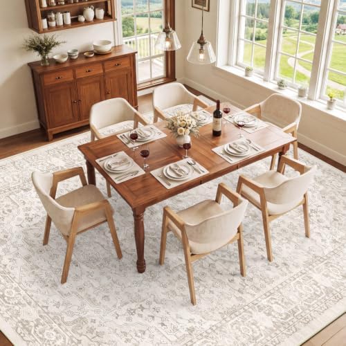 SameBed 9x12 Area Rug Living Room, Vintage Washable Carpet Neutral Beige - Image 2