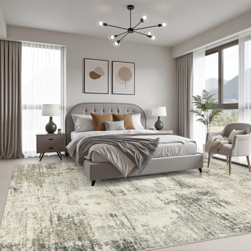 9x12 Area Rug Living Room: Modern Washable Soft Carpet Ash Brown - Image 3